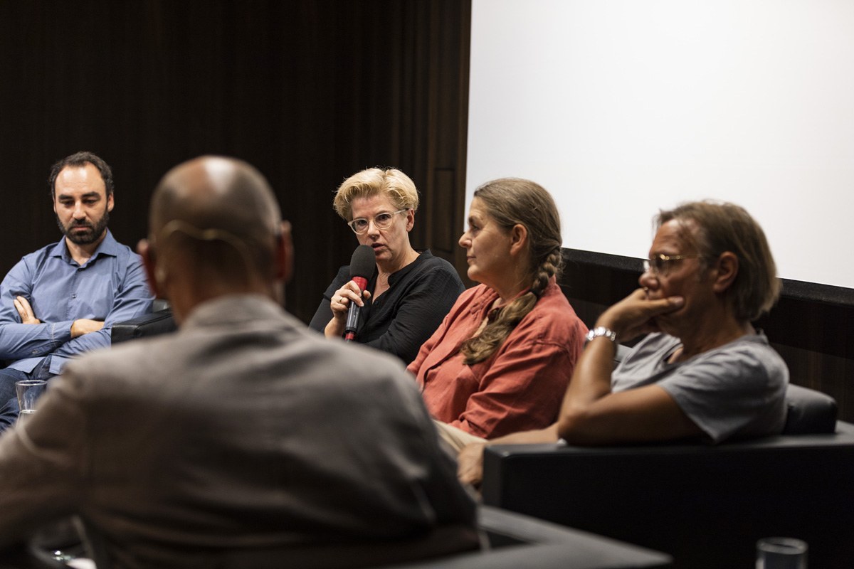 Alexander Abbrederis, Kriemhild Büchel-Kapeller, Katharina Lins, Harald Welzer bei der Energie Lounge 2018. Bildnachweis Darko Todorovic.