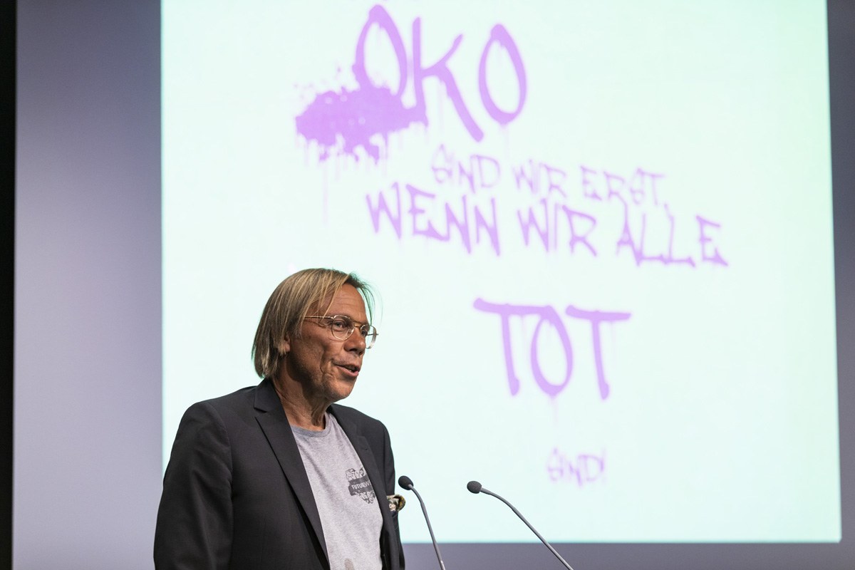 Alexander Abbrederis, Kriemhild Büchel-Kapeller, Katharina Lins, Harald Welzer bei der Energie Lounge 2018. Bildnachweis Darko Todorovic.