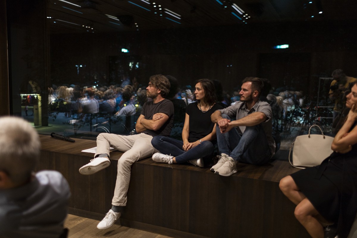 Alexander Abbrederis, Kriemhild Büchel-Kapeller, Katharina Lins, Harald Welzer bei der Energie Lounge 2018. Bildnachweis Darko Todorovic.