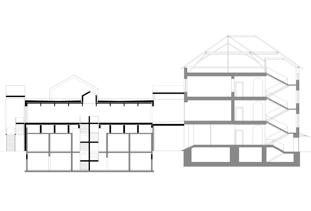 Volksschule Rheindorf, Lustenau, Plan Schnitt